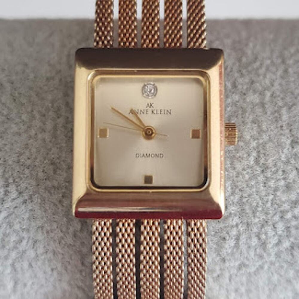 Anne Klein Gold Tone Ladies‎ Watch with Diamond Accent and Mesh Band Running